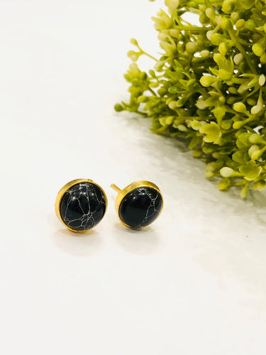 Black Round Earrings